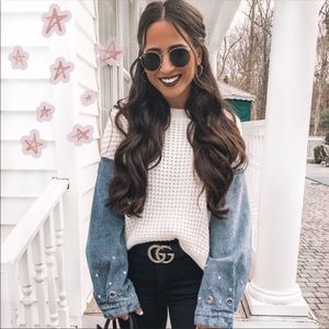 VICI Jewel Contrast Denim Sweater